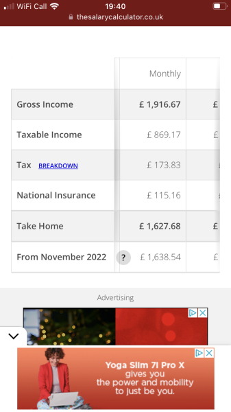 How much exactly is 23k when paid monthly