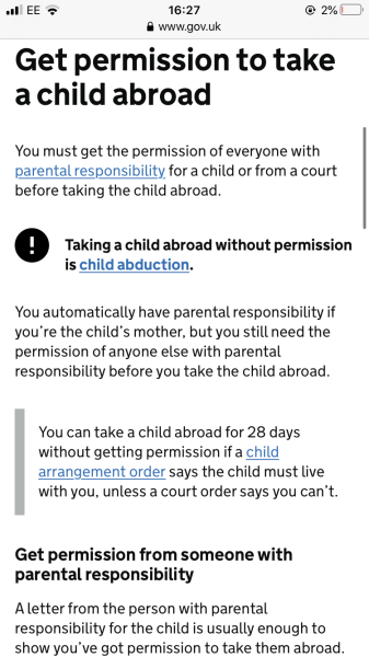 Do I need the father of my child's permission to go on holiday?