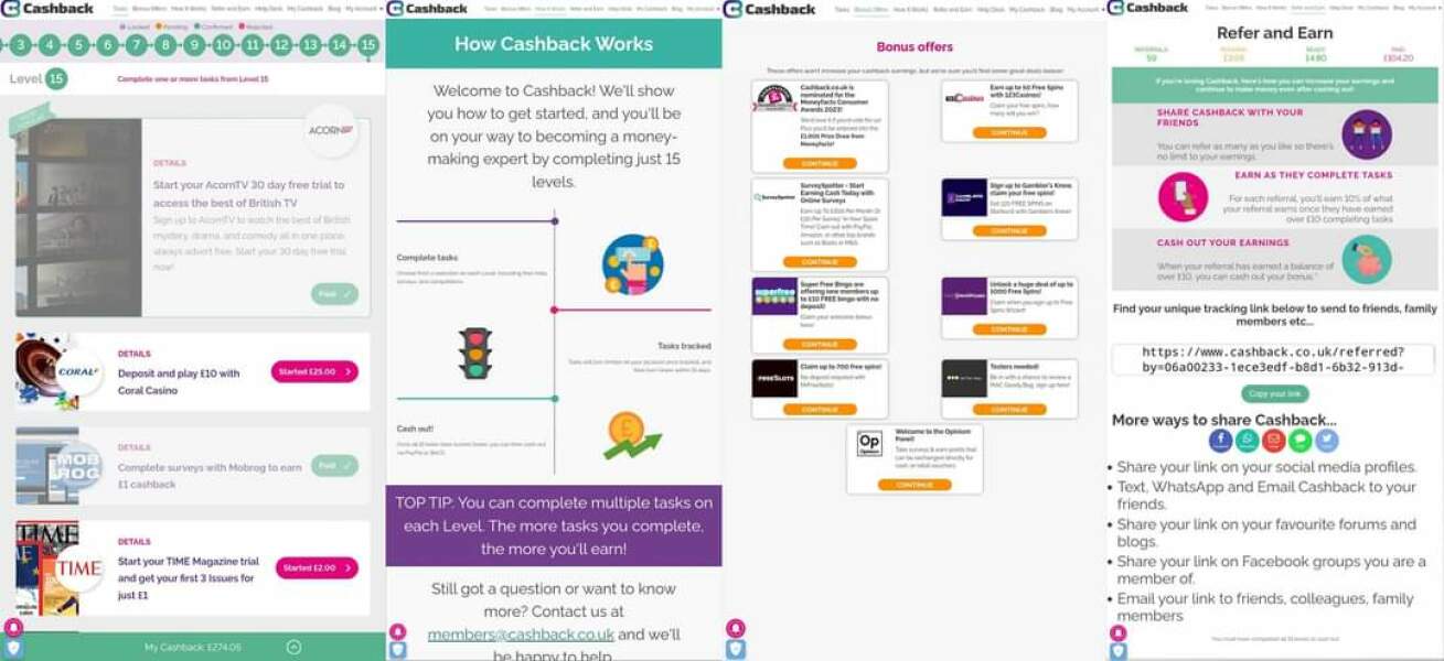 Cashback earn upto £400 completing tasks 
