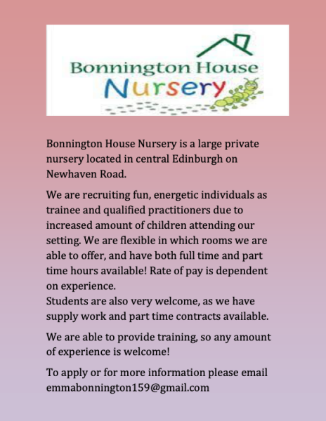 Edinburgh nursery hiring