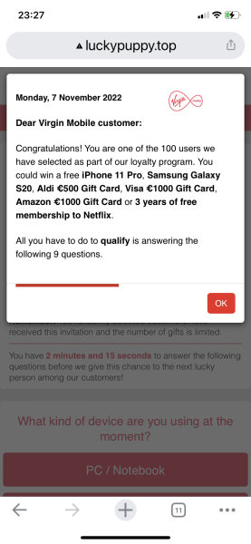 Pop up iPhone winner