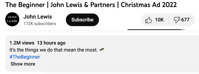 To dislike to John Lewis Christmas ad?