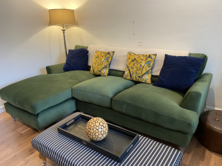 Help! Ways to improve green sofa!