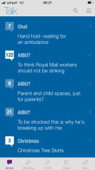 Your post count on the app is up the left
