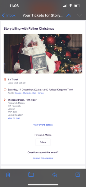 Fortnum and Mason Storytelling with Santa