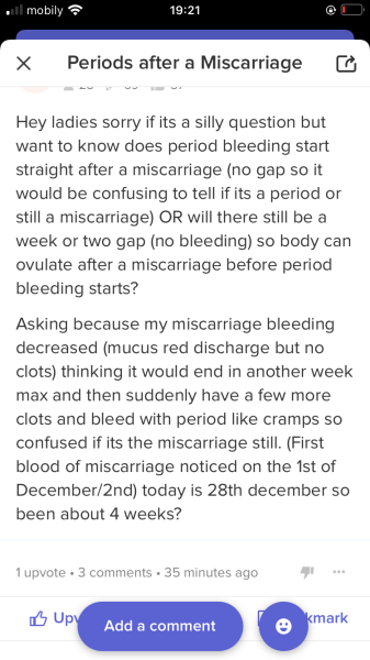 Period after miscarriage