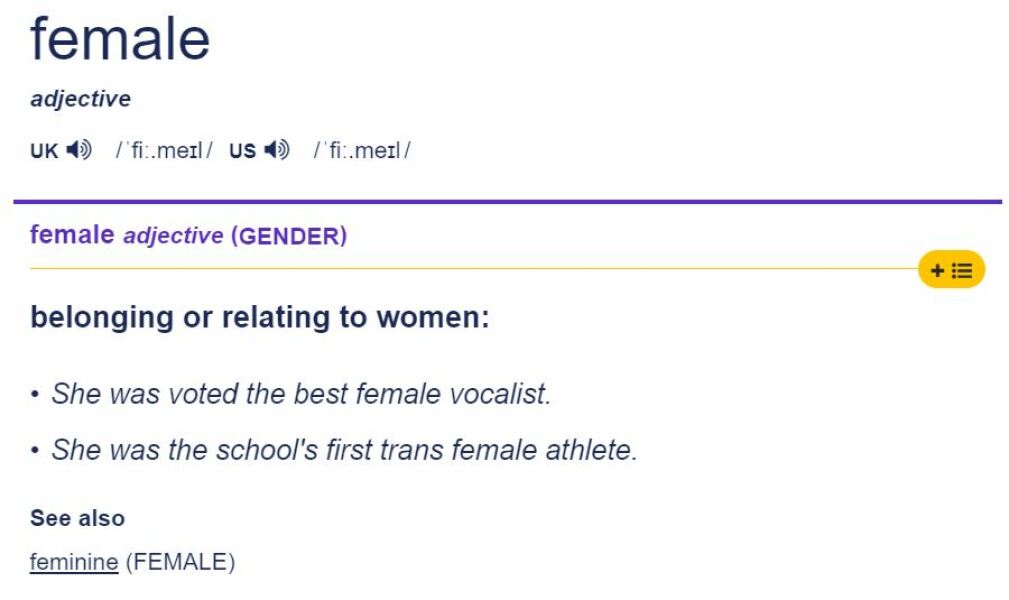 Cambridge dictionary drops new definition of the word ‘woman’