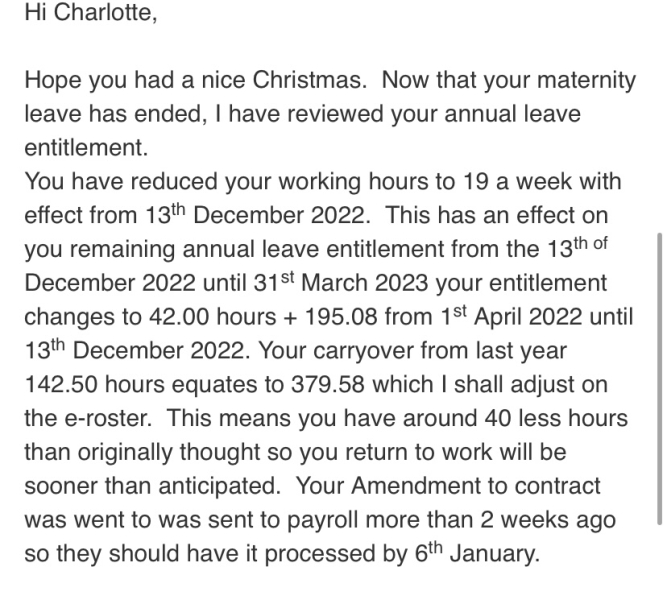 Anyone savvy with annual leave/maternity leave ?