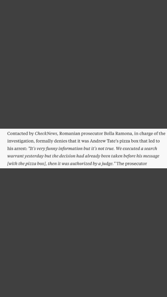 That Andrew Tate wasn’t found because of a pizza box?