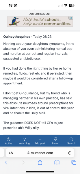 To think GP’s are meant to be lenient with prescribing antibiotics? 