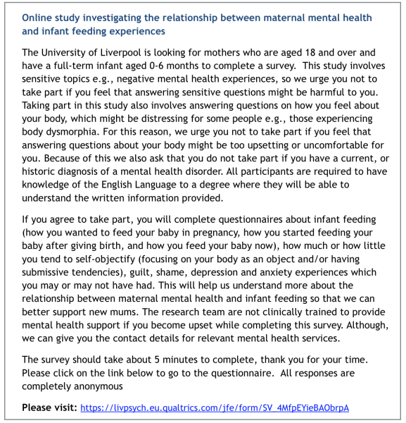 A study for mums! This can benefit future research and policies to support mothers!