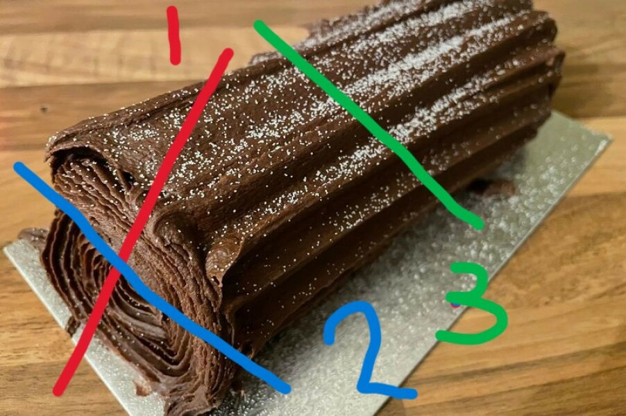 To cut yule log longitudinally?