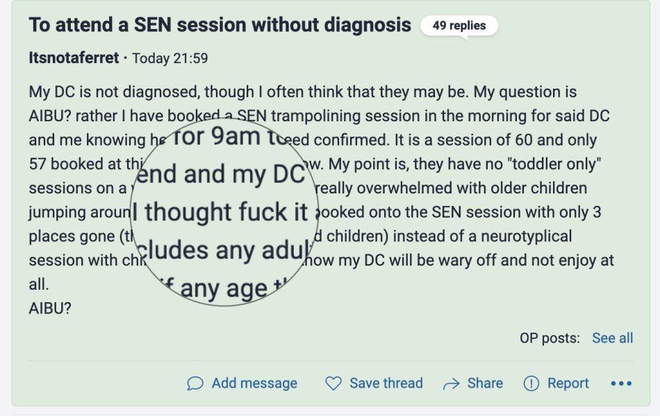 To attend a SEN session without diagnosis 