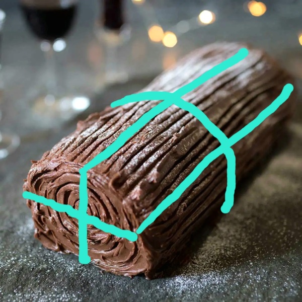 To cut yule log longitudinally?