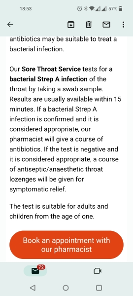 Strep A test chemist 