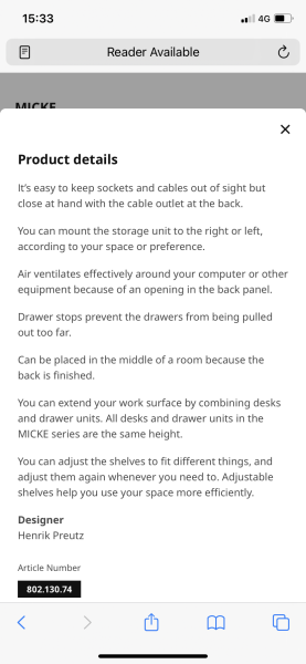 Ikea MICKE desk query