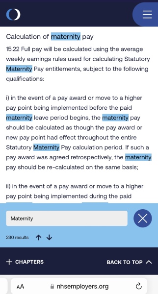 NHS Increment and maternity pay