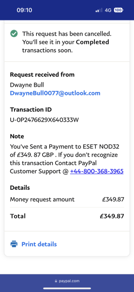 Very good PayPal scam. Please read so you don't get caught out. I almost gave away £750...