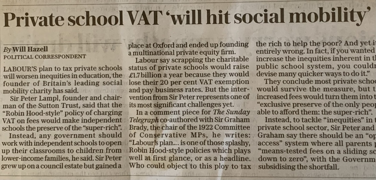 Removing charitable status for independent schools