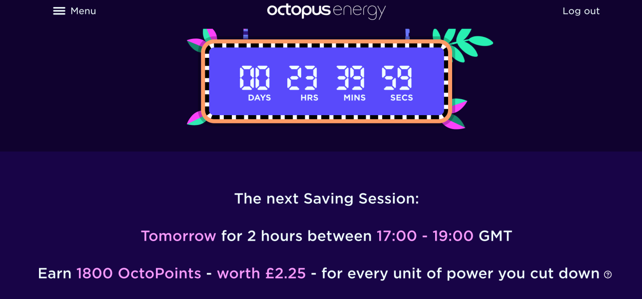 Octopus Saving Sessions