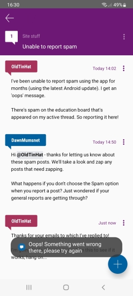 Unable to report spam