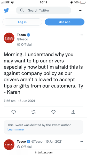 Tipping ASDA delivery men
