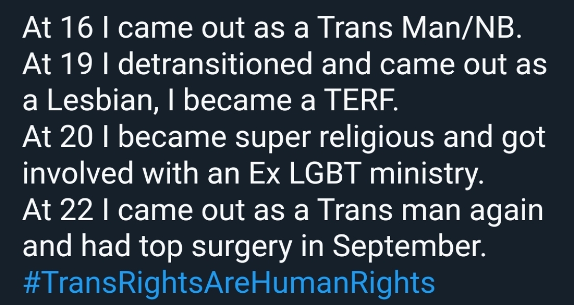 Detransitioners: put the fatted calf away please.