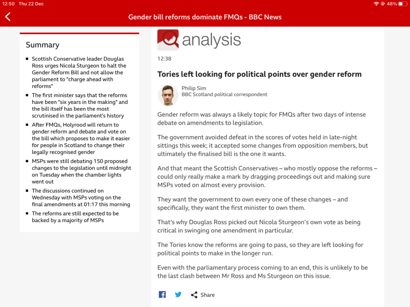 Scottish Parliament final debate on Gender Recognition Reform today