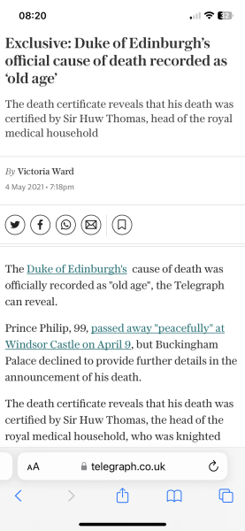The Queen died from...in The Times today