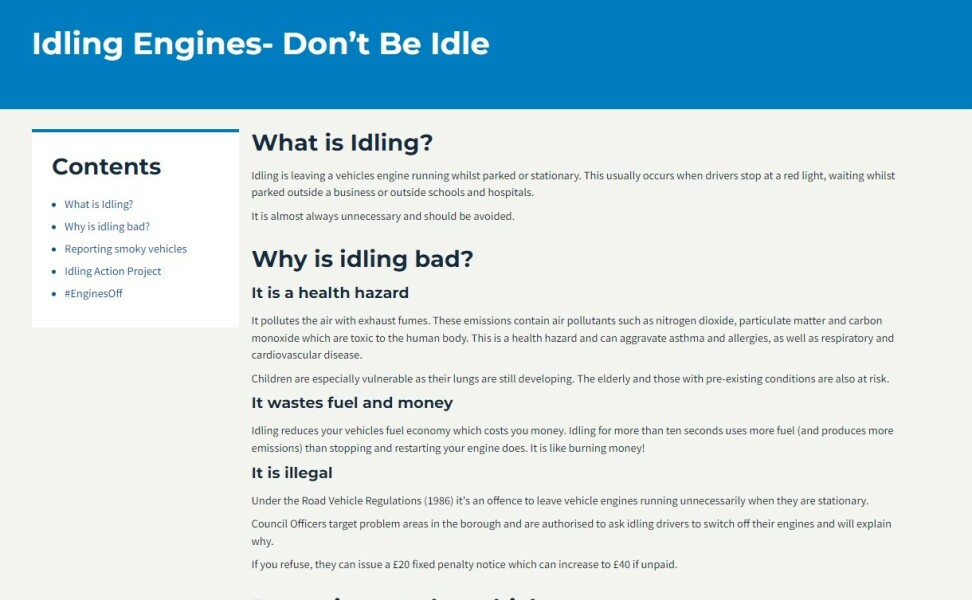 Report neighbours, idling cars on drive 