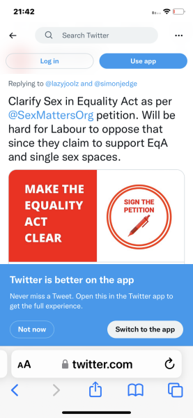 Update the Equality Act to make clear the characteristic “sex” is biological sex