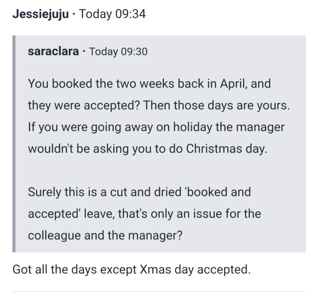 To ask my colleague to withdraw christmas holiday request.