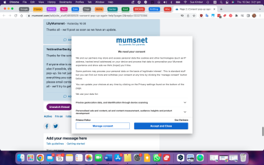 Consent pop-up again - help!