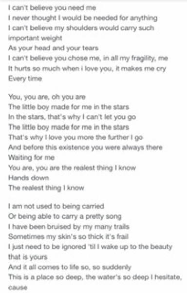 Lyrics that make you think of your children ? 