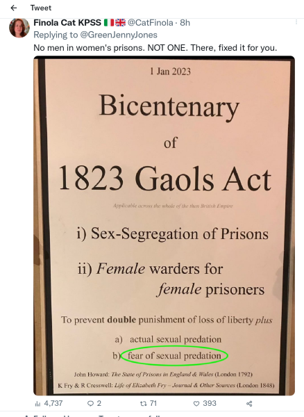 Another politician reverse-ferreting on men in women's prisons. So many skid marks on the roads today! Be safe out there, folks.