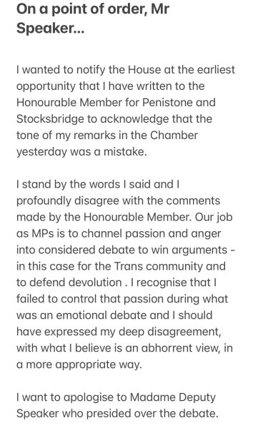Miriam Cates abuse in HoC by Lloyd Russell-Moyle