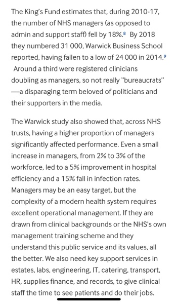 To say the NHS does not have too many admin staff?