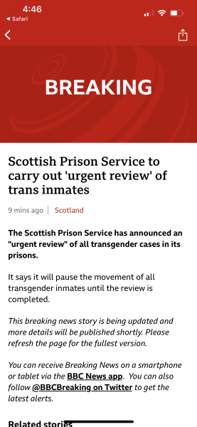 'Breaking' - Transgender rapist won’t be imprisoned in Scotland’s all-women jail, Nicola Sturgeon tells MSPs