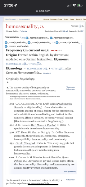 New definition of Homosexuality in the OED