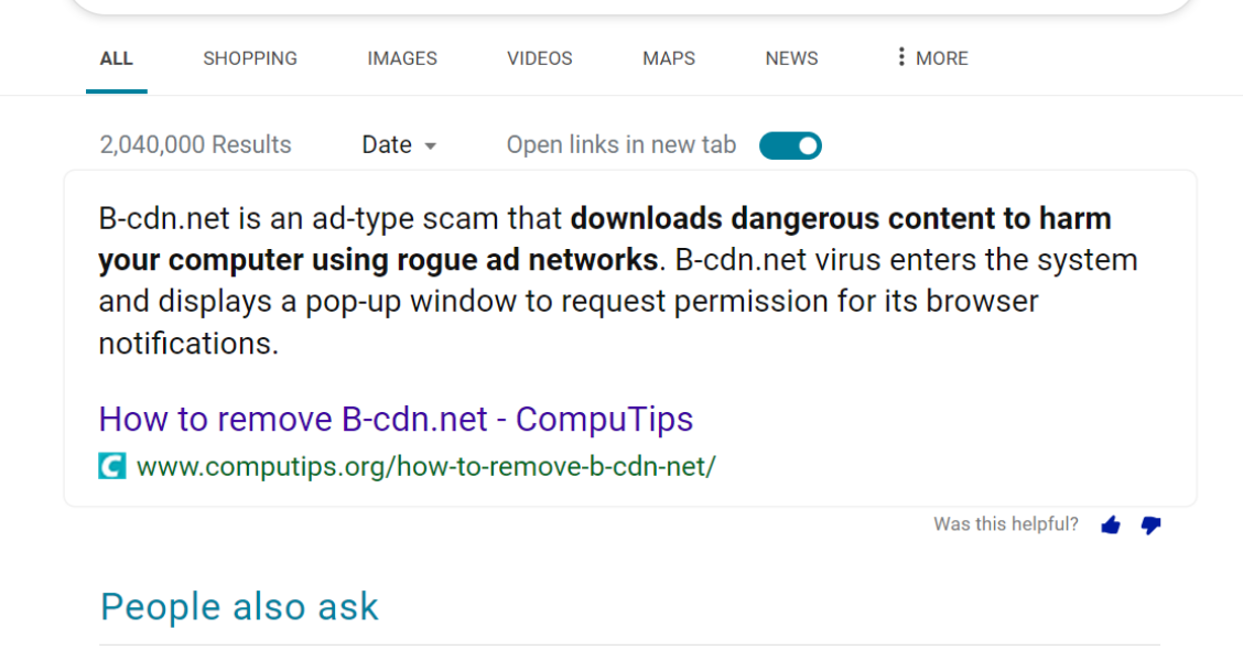 Scam diversions/pop-ups
