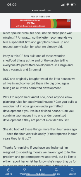 AIBU to report my CF neighbour CF for doing the same thing she's reported me for to Planning?