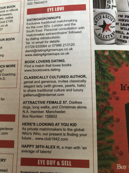Private eye magazine classified