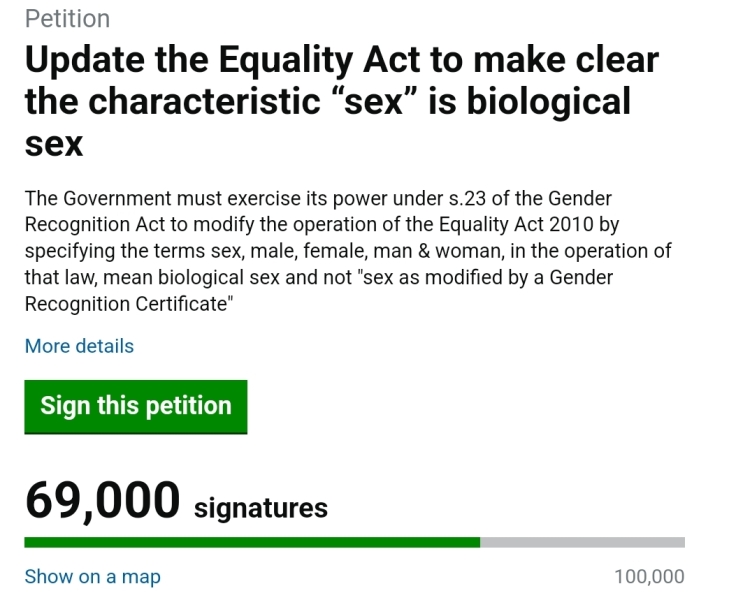 Update the Equality Act to make clear the characteristic “sex” is biological sex
