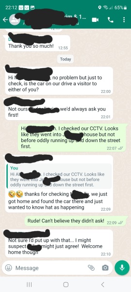 Parking on someone's driveway without permission 