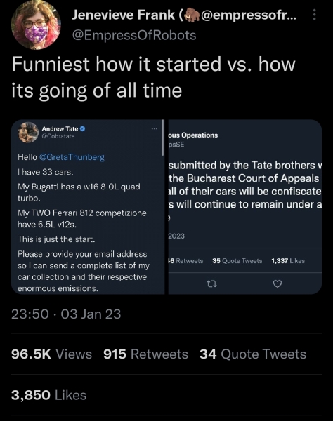 Andrew Tate has been arrested