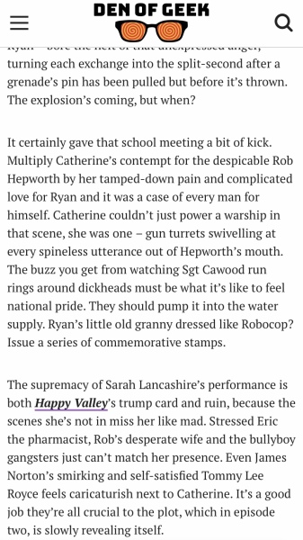 Happy Valley Series 3 - BBC1 9pm starts 1 January 2023 - no spoilers - tv pace