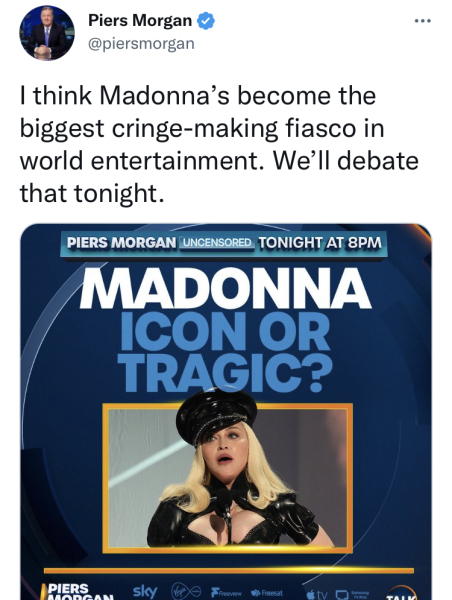 To think the misogyny directed at Madonna is grim