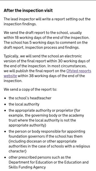 Ofsted report delayed?