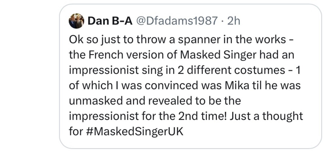 Masked Singer 3 :OP has the hide of a Rhino about Rubbish guessing and Otter start the next thread! 