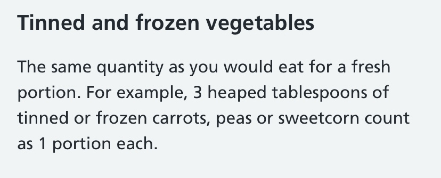 Peas aren't classed as a 5 a day